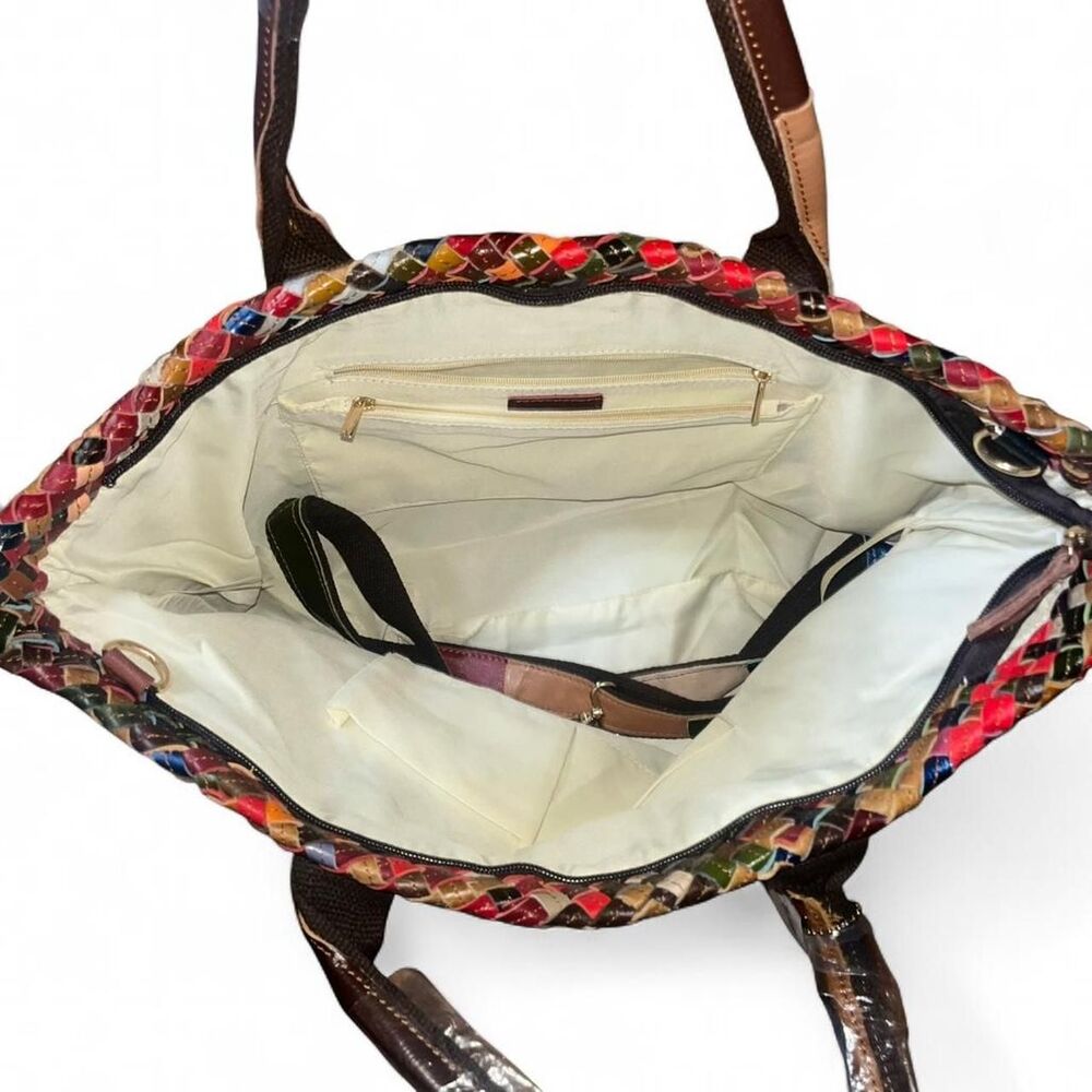 Chaos by Elsie Women's Multicolored Woven Genuine Leather Handbag Purse NWT - Picture 3 of 4